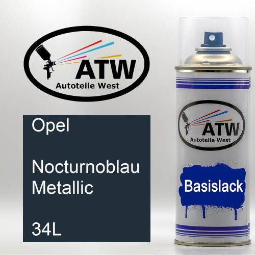 Opel, Nocturnoblau Metallic, 34L: 400ml Sprühdose, von ATW Autoteile West.